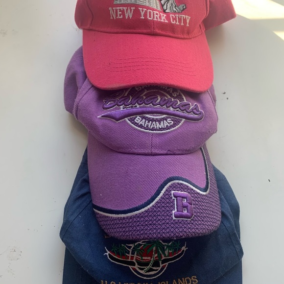 3 baseball cap set: new york, bahamas, virgin islands - Picture 2 of 5